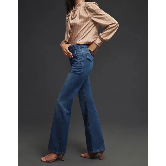 ANTHROPOLOGIE Pilcro Polished Mid-Rise Bootcut Jeans Women’s Size 31 Medium Wash - Picture 4 of 17